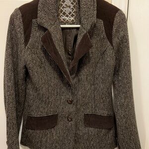 Dollhouse Women's Herringbone Blazer with Brown Accents